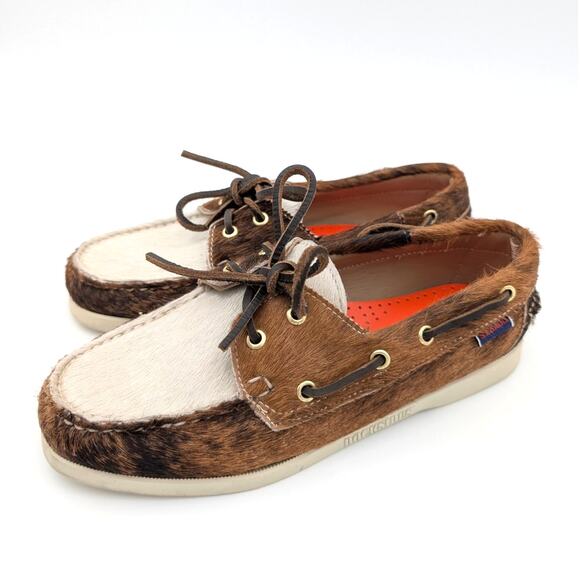 Sebago Brown Docksides Portland Raw Boat Shoes Women's Brown/Cream